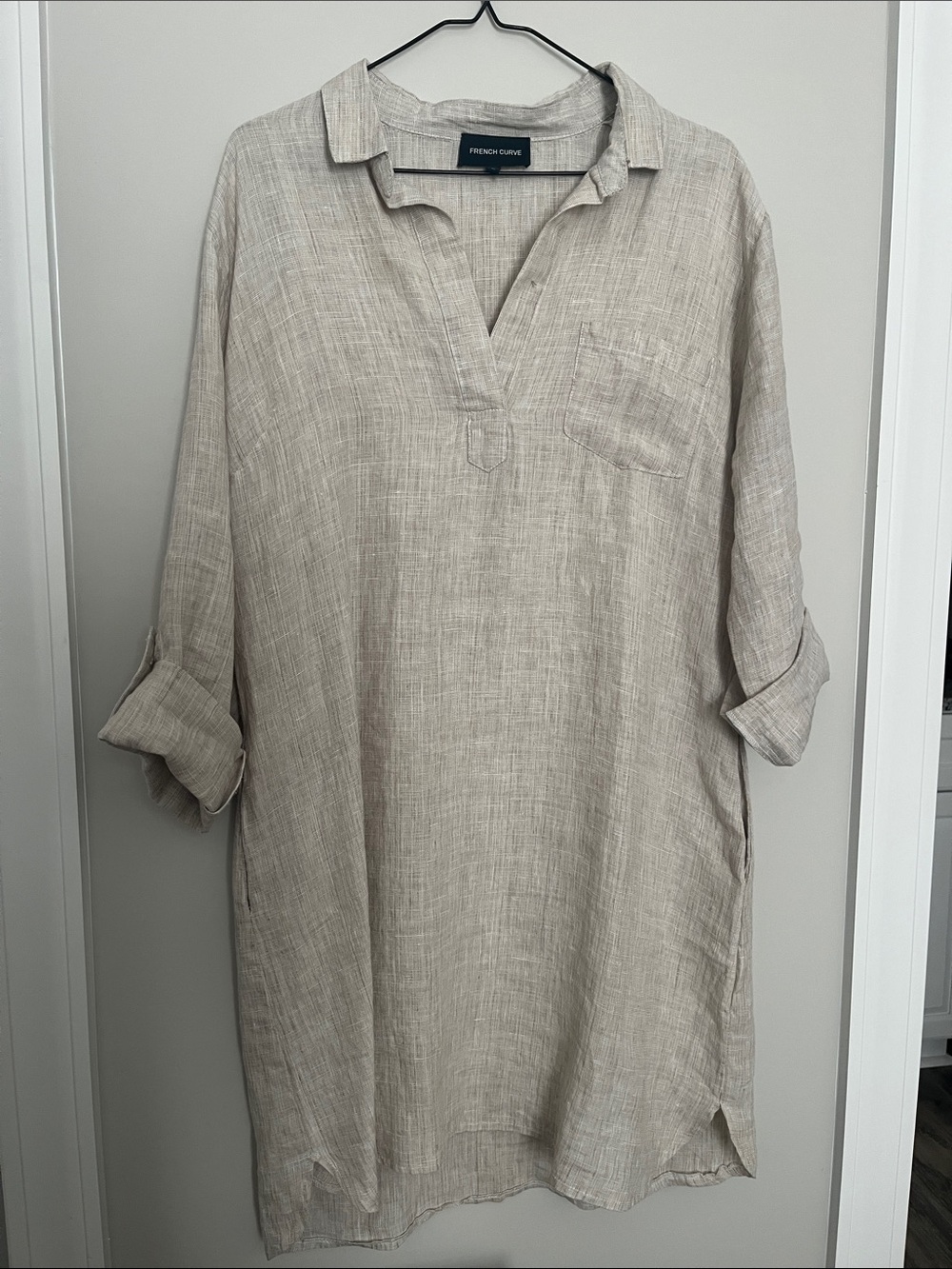 French Curve 100% Linen Dress M